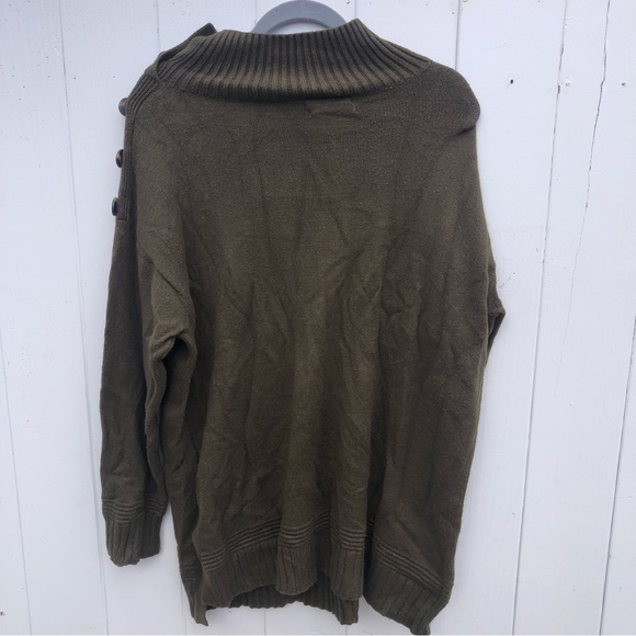 By Anthropologie Moss Green Button Shoulder Sweater Large - Picture 2 of 10